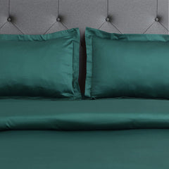 Malako Vibrant Solid Green 500 TC King Size 100% Cotton Bed Sheet With 2 Plain Pillow Covers - MALAKO