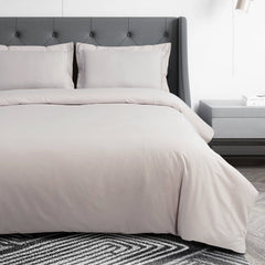 Malako Vibrant Solid Light Almond Cream 500 TC King Size 100% Cotton Bed Sheet With 2 Plain Pillow Covers - MALAKO