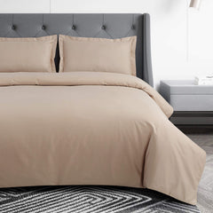 Malako Vibrant Solid Sand Beige 500 TC King Size 100% Cotton Bed Sheet With 2 Plain Pillow Covers - MALAKO