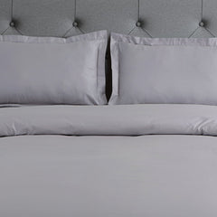 Malako Vibrant Solid Silver Grey 500 TC King Size 100% Cotton Bed Sheet With 2 Plain Pillow Covers - MALAKO