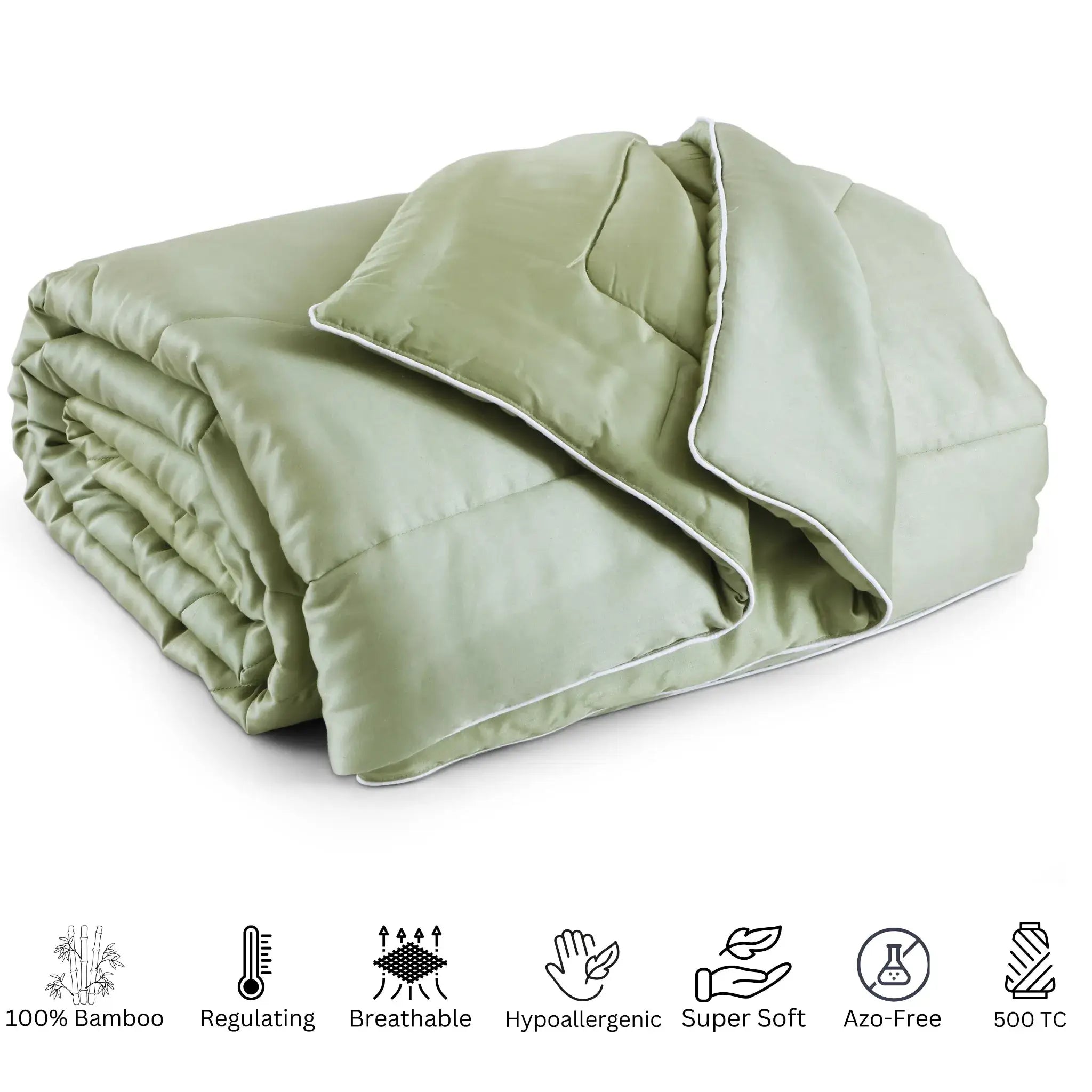 Malako Winter Soft Gel Sage Green 100% Bamboo Quilt/Comforter (360 GSM) - MALAKO