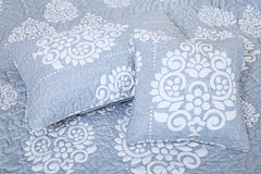 Petal Soft Quilted Bed Cover - Blue Ethnic 100% Cotton King Size Bedspread - MALAKO