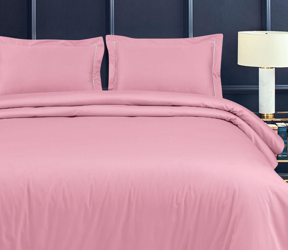 Petal Soft Vivid Bed Sheet - Pink Solid King Size 100% Cotton Bedsheet With 2 Pillow Covers - MALAKO