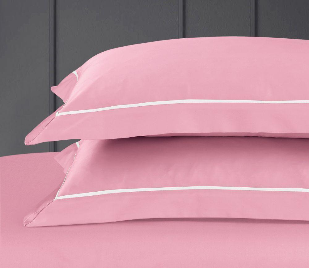 Petal Soft Vivid Bed Sheet - Pink Solid King Size 100% Cotton Bedsheet With 2 Pillow Covers - MALAKO