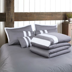 Petal Soft Vivid Solid Duvet Cover Set - Grey 100% Cotton King Size Duvet Set - MALAKO