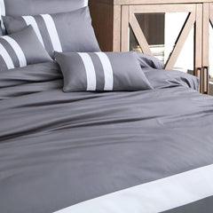 Petal Soft Vivid Solid Duvet Cover Set - Grey 100% Cotton King Size Duvet Set - MALAKO
