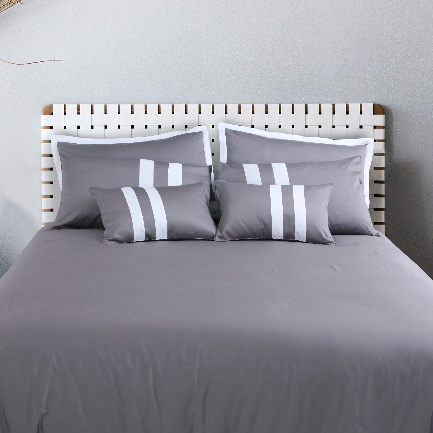 Petal Soft Vivid Solid Duvet Cover Set - Grey 100% Cotton King Size Duvet Set - MALAKO