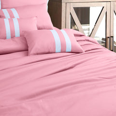 Petal Soft Vivid Solid Duvet Cover Set - Pink 100% Cotton King Size Duvet Set - MALAKO