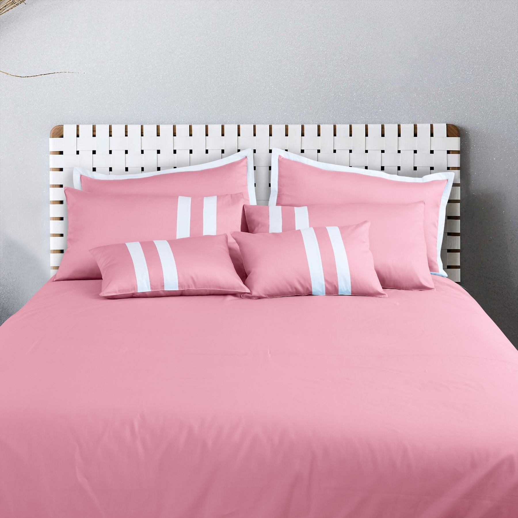 Petal Soft Vivid Solid Duvet Cover Set - Pink 100% Cotton King Size Duvet Set - MALAKO