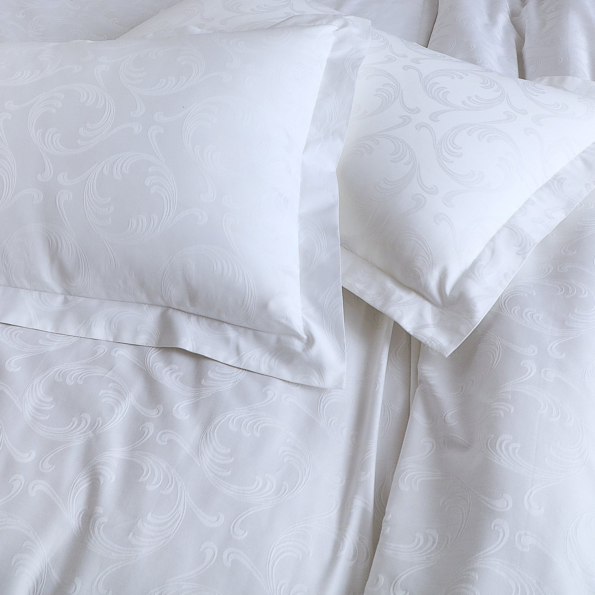 White Jacquard Abstract 600 TC 100% Cotton Collection - MALAKO